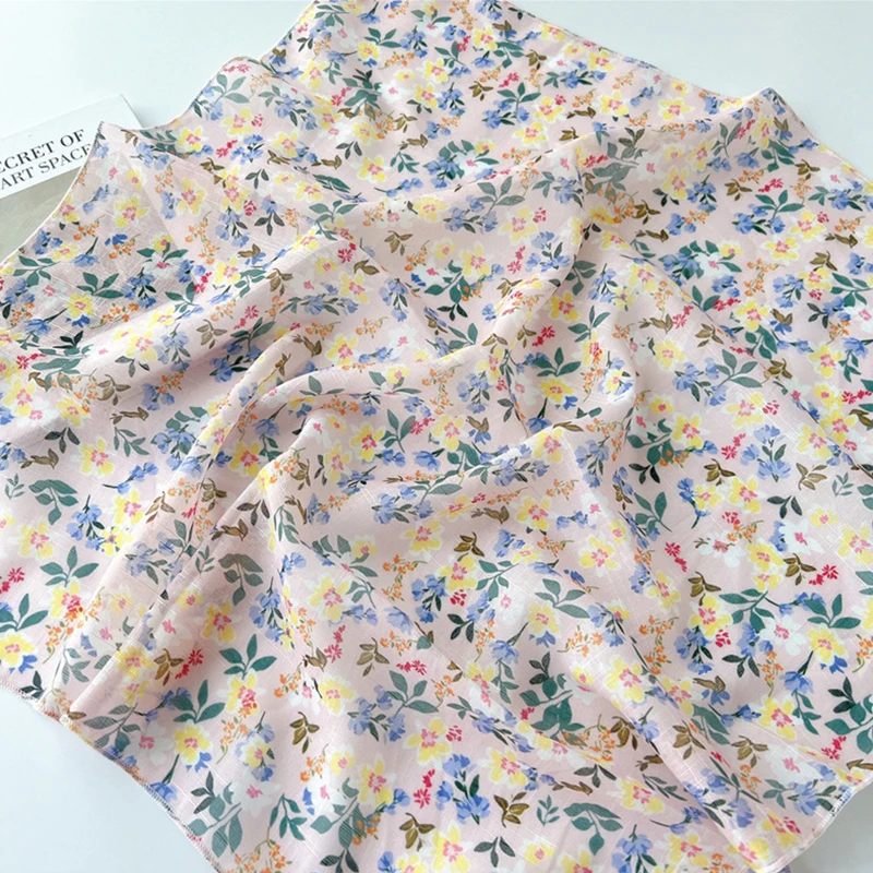 Cotton Linen Shawl Square Scarf Women Floral Print Hijabs Ladies Bandanas Wraps Sunscreen Head Scarf Wraps Scarves Neckerchief