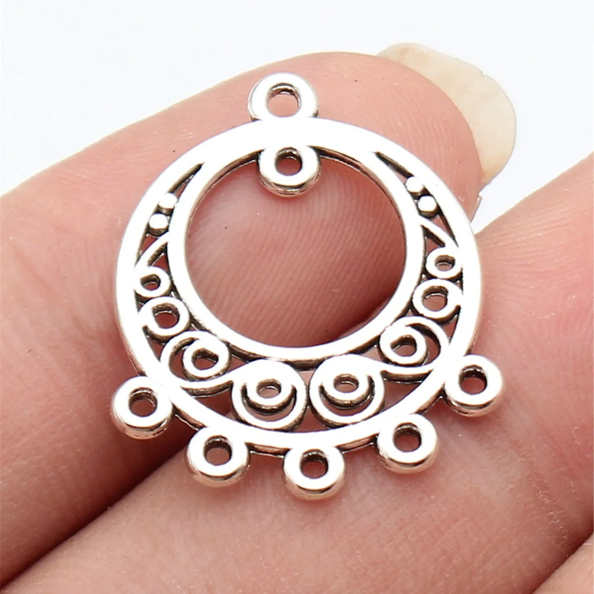 Connecteurs de boucles d'oreilles couleur argent antique, 25x21mm, 10 pièces, accessoires de bijoux en vrac