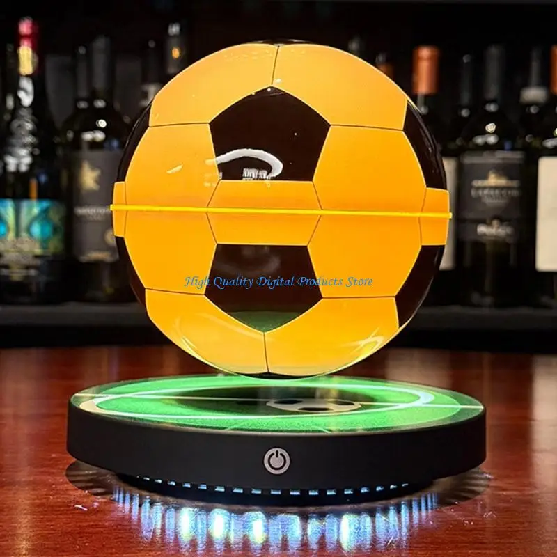 U2JE Bedroom Soccer Lamp with Floating Display, Touch Control Base, 17 Round Stand for Desk, Shelf, Office, and Home Display Use