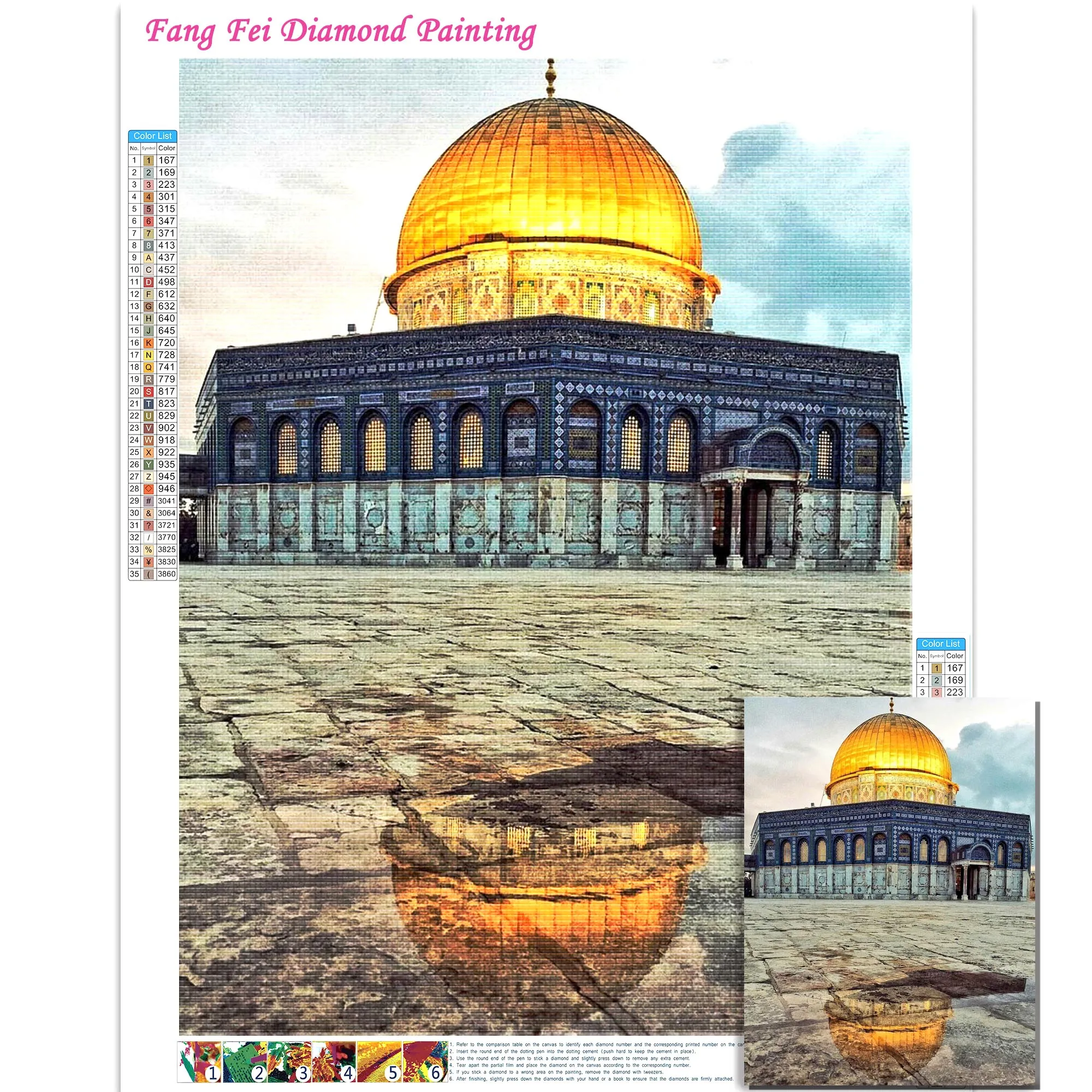 5D Diamond Painting Muslim Religious Architecture Masjid Aqsa Landscape Cross Stitch Embroidery Picture Mosaic Living Room Decor