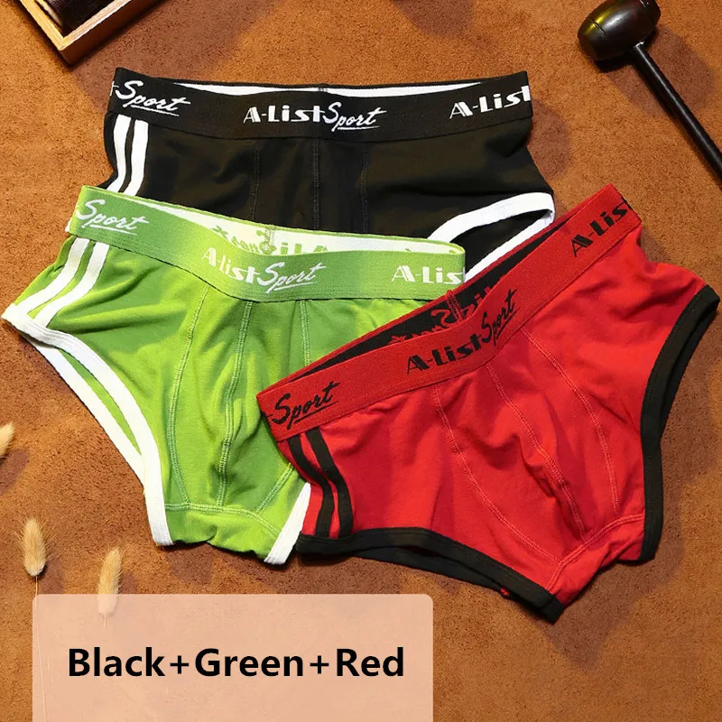 3 Pcs Big Size Underwear Men Cotton Boy Undies Homme Knickers   Briefs Sexy Panties Multicolor Underpants Stitching Color Shorts