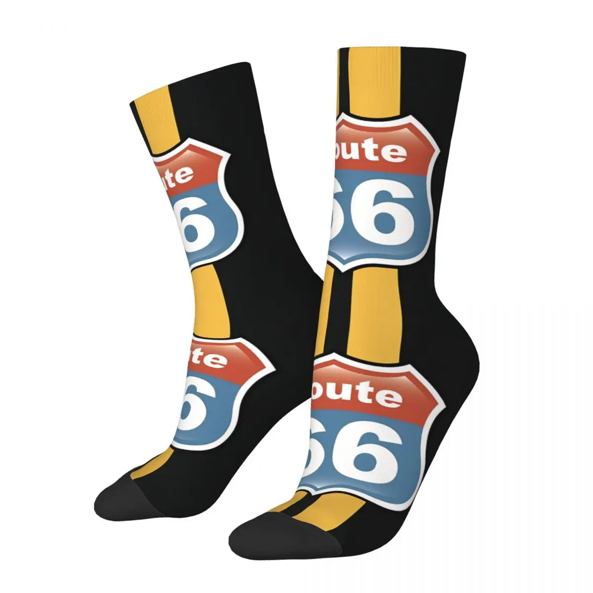 Label Over Black Background U S Route 66 Socks Gym 3D Print Boy Girls Mid-calf Sock