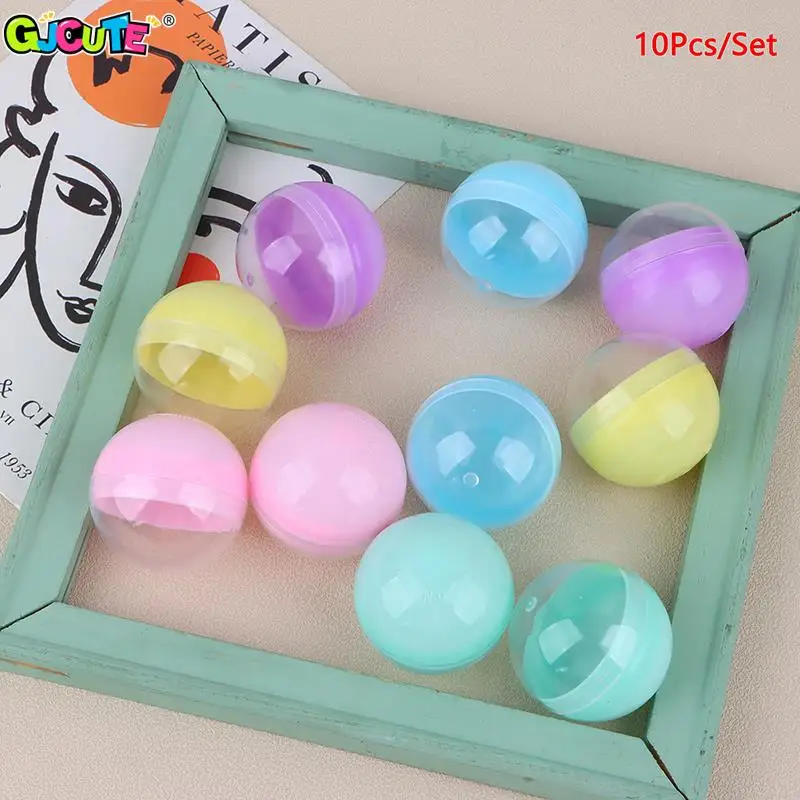 10Pcs 45mm Plastic PP Toy Capsules Half Transparent Colorful Round Surprise Ball Easy Open Lock Amusement For Vending Machine