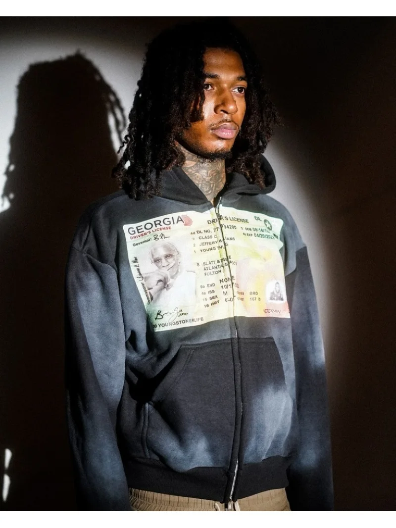 เสื้อฮู้ดดี้ลายกราฟิกสไตล์อเมริกันย้อนยุค ยูนิเซ็กซ์ ปี 2026 ทรงโอเวอร์ไซส์ ซิปยาว แขนยาว สตรีทแวร์ สำหรับผู้ชายและผู้หญิง