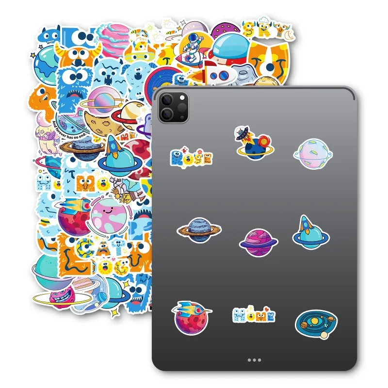 100pcs Space Planet Alien Laptop Refrigerator Handmade Luggage Children's Creative Decorative Waterproof Stickers Holiday Gift