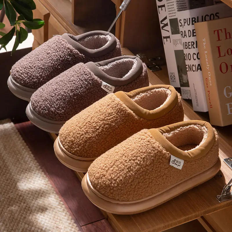 Winter Home Slippers with Plush Snow Boots, Cotton Shoes for Warmth, Men's and Women's Shoes, Indoor Anti Slip Cotton Slippers