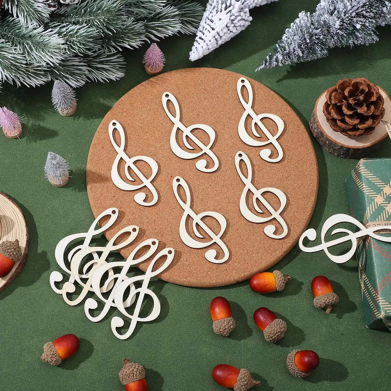 

10pcs Wooden Slices For Crafts Diy Unfinished Wood Discs Musical Note Cutouts Lightweight Craft Supplies Blank Wood Chips School