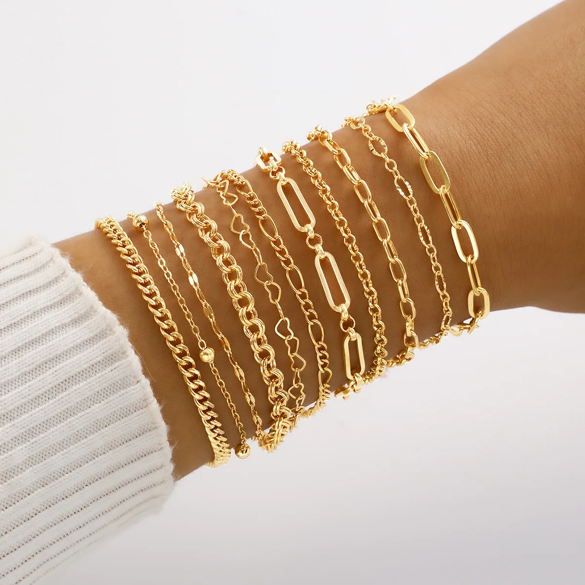 

Vintage Simple Thin Chain Bracelets Sets for Women Boho Punk Gold Color Adjustable Twist Cuban Link Bracelet Fashion Jewelry