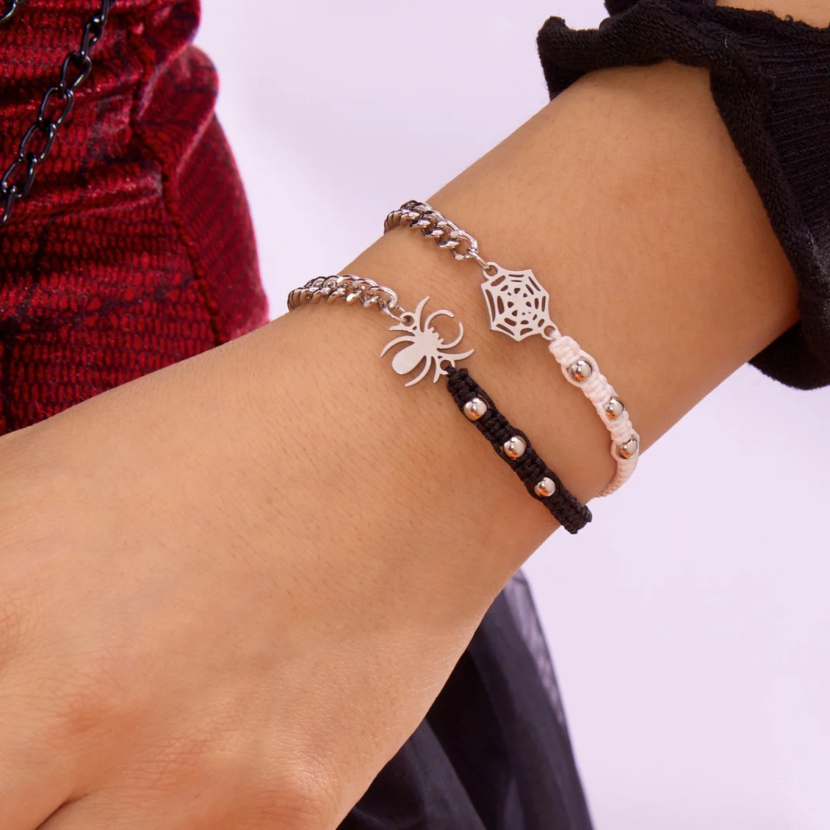 Spider Web Spider Braided Chain Couple Bracelets Set Halloween Punk Simple Lover Jewelry Friendship Matching Gifts For Women Men