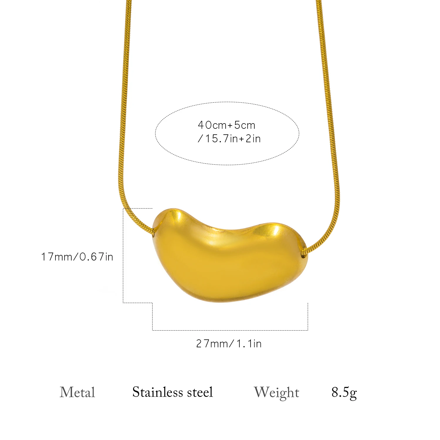 UHBINYCA 18K Gold Plated Stainless Steel Snake Chain Irregular Pendant Necklace, Unique Niche Design Women Daily Wear Jewelry
