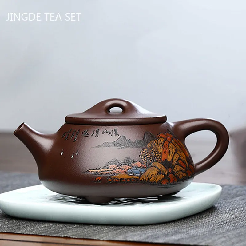 

Hand Painted Purple Clay Tea Pot Yixing Raw Ore Purple Mud Kettle Chinese Zisha Filter Teapot Home Boutique Teaware 360ml