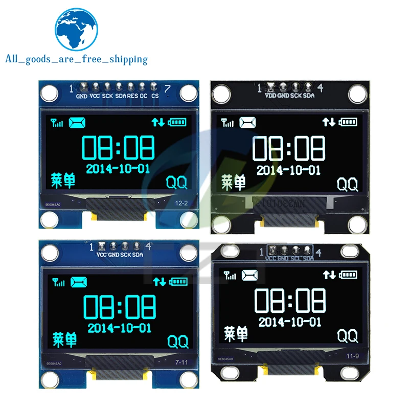 TZT 1.3 hüvelykes OLED Modul SPI/IIC I2C Egymásba nyílik white/blue színe 128X64 1.3 hüvelykes OLED LCD monitor ledes kijelző Modul 1.3