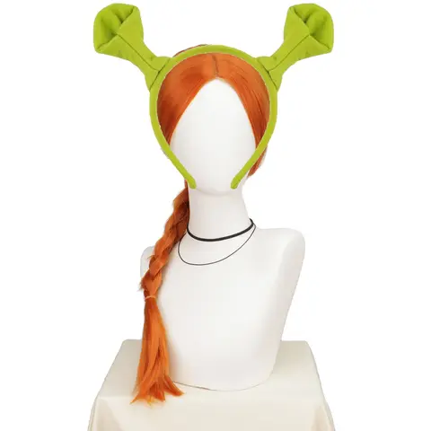 Halloween Masquerade Girls Adult Women Princess Fiona Cosplay Synthetic Wig or Fancy Fairy Accessories Shrek Green Ear