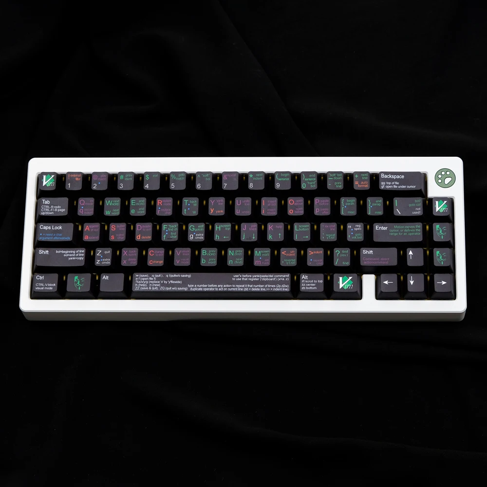 1 Set VIM Black Keycaps PBT Dye Sublimation Keycap Cherry Profile Key Cap For Mechanical Keyboard 61/68/84/87