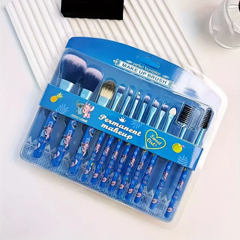 

12pcs/set Stitch Angel Makeup Brush Disney Cartoon Anime Blush Eye Shadow Loose Powder Lipstick Makeup Tool Suit Women Girl Gift