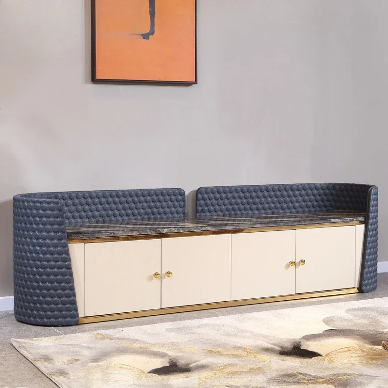 Postmodern simple TV cabinet coffee table combination Italian light luxury living room marble desktop TV cabinet