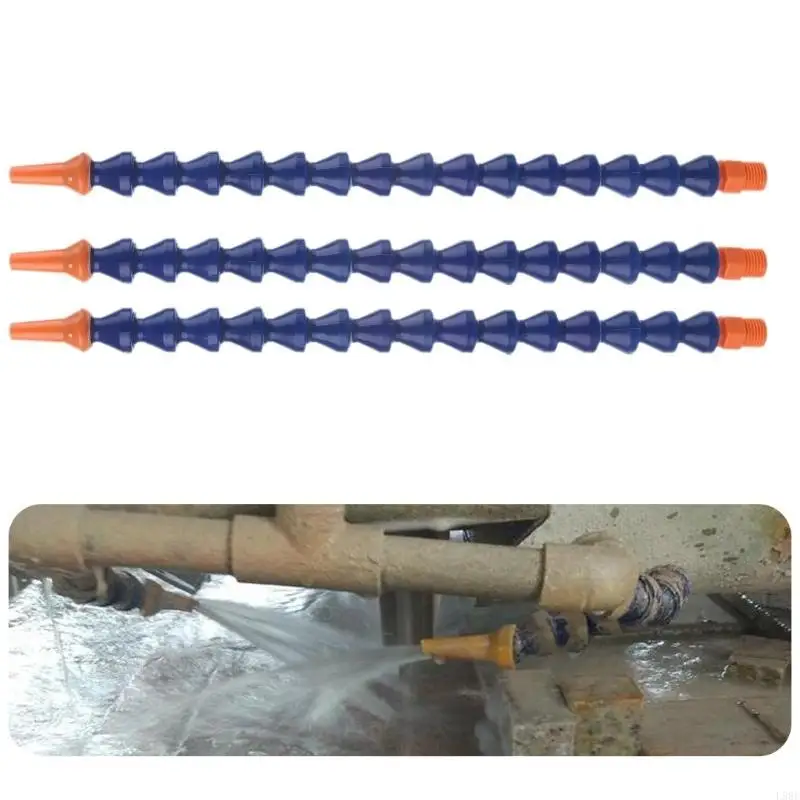 L9BE 10 Pcs Round Nozzle 1/4PT Flexible Oil Coolant Pipe Hose Blue Orange