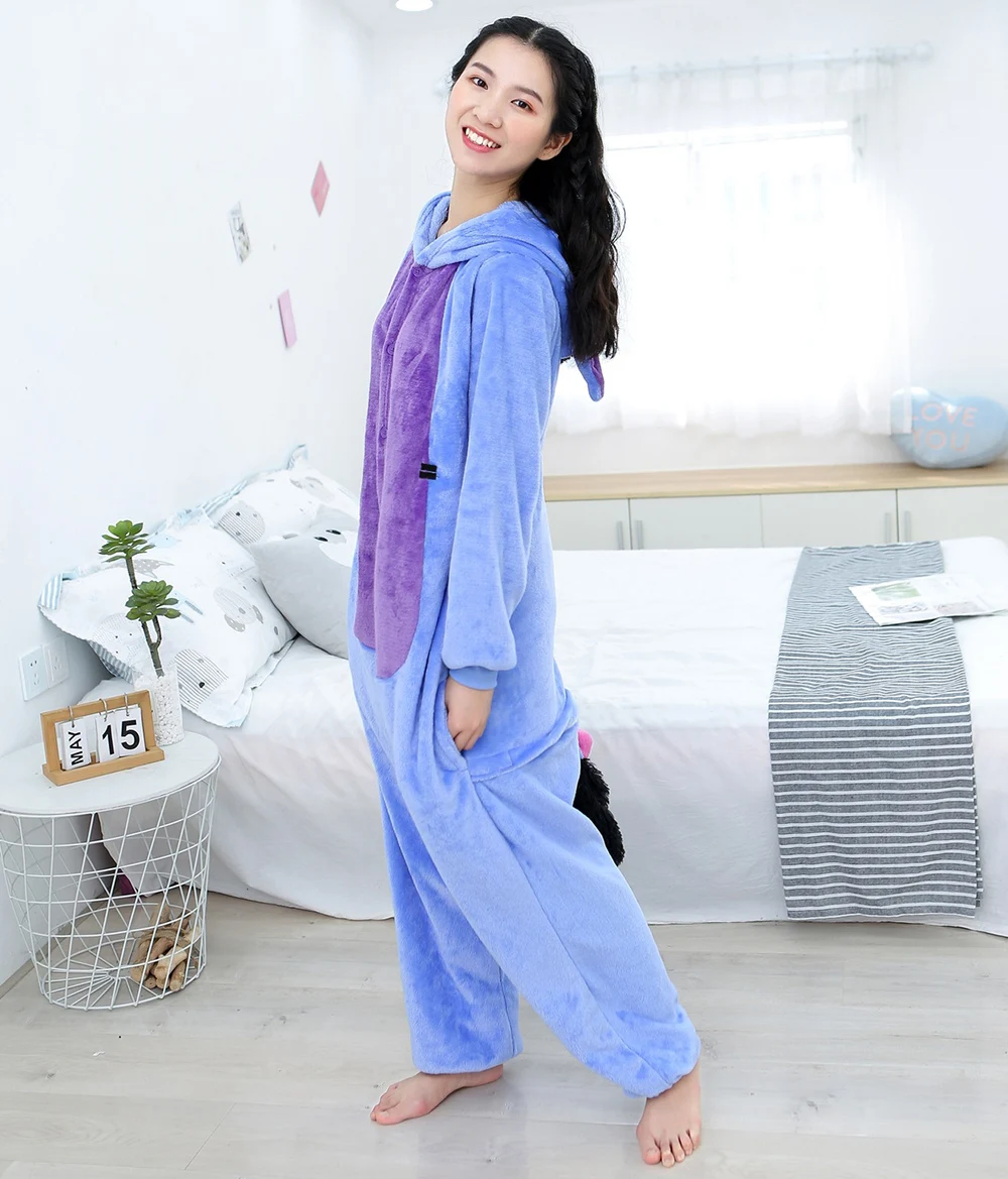 Piyama wanita motif hewan Kigurumi Onesies uniseks pakaian tidur hangat musim dingin dewasa kostum Cosplay Anime Halloween jumpsuit kartun