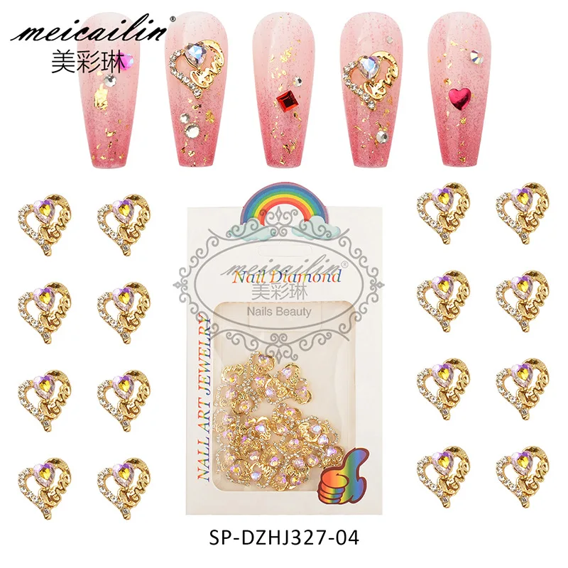 30PCS Fashion Luxury Sailor Moon Anime Nail Sticker Cartoon Alloy Hollow Heart Nail Accessories Diy Diamond Nail Stickers Gift