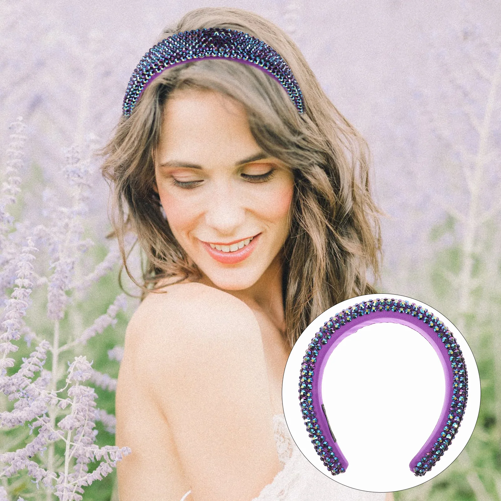 

Crystal Rhinestone Headband Bridal Hair Accessories Shiny Wedding Headdress Party Decorative Jewelry Durable Lightweight