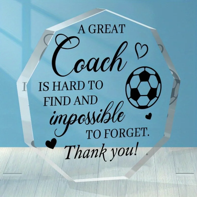 Acrylic Coach Appreciation Plaque, Team Member Thanks Gift Office Decor Desk Statue