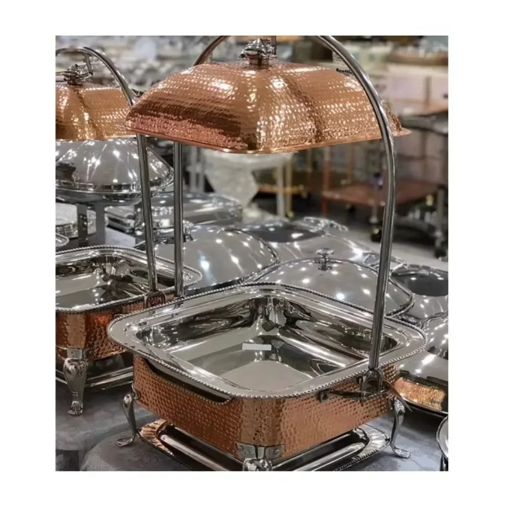 Luxury Stainless Steel Wooden Serving Pots Catering Supply for Wedding Event Party Banquet Hotel Restaurant