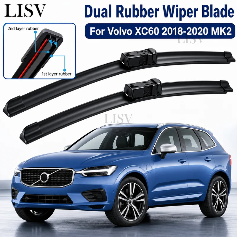 For Volvo XC60 2018 2019 2020 MK2 Front Windshield Wiper Blades, Car Wipers, MK2 RDesign T4 T5 T6 D4 D5 Accessories Goods
