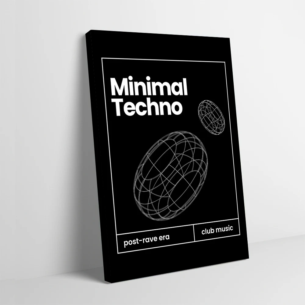 Minimal Techno Music Poster Customizable Printed Canvas Painting Wall Art Gift for Aesthetic Decoration Home Posters Living Room
