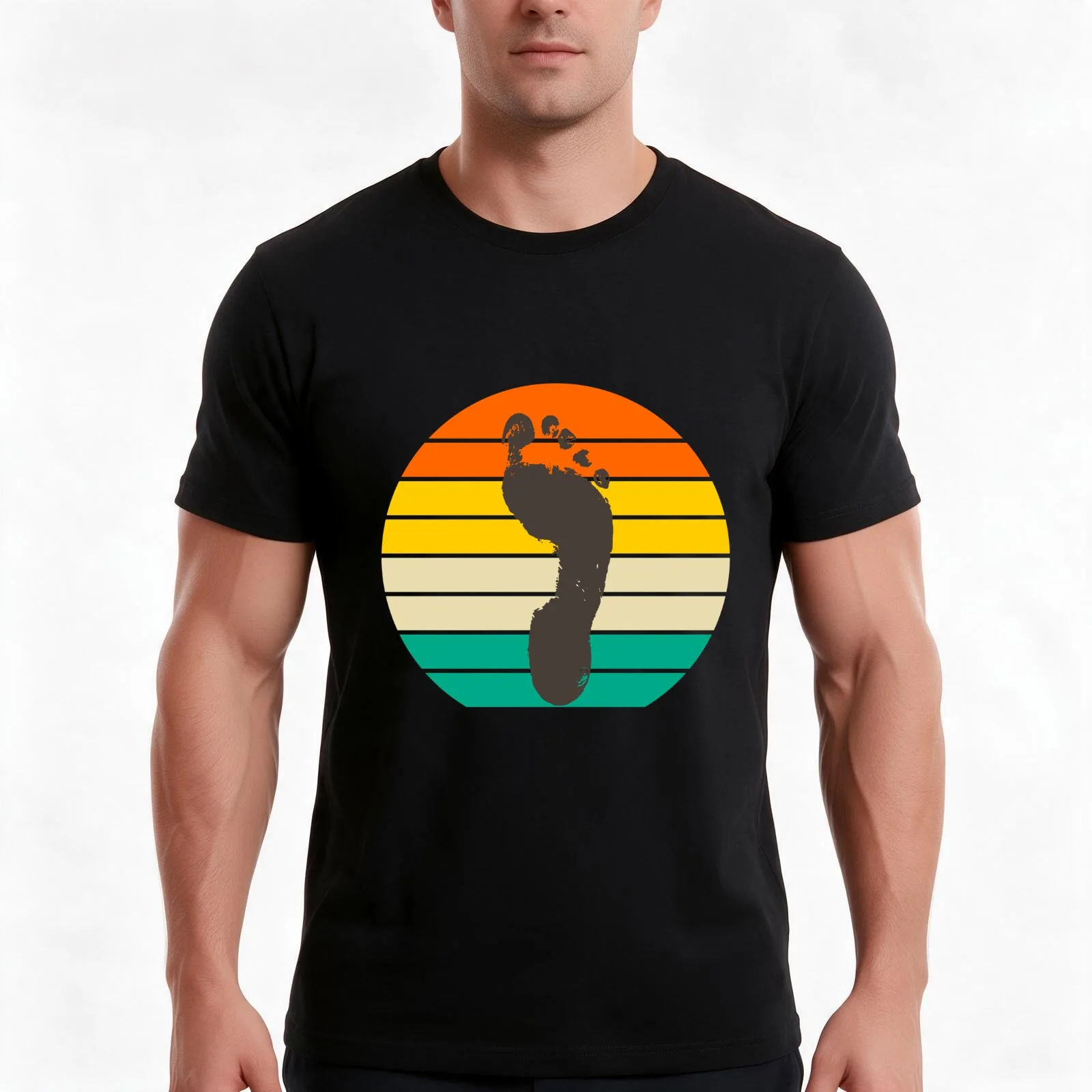 Retro barefoot runner T-Shirt, Summer Casual Cotton Tee, Oversized Streetwear Tops, Vintage Graphic Print, Unisex Men Women