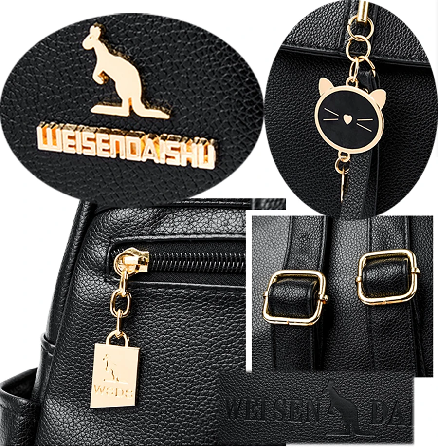 College Women Backpack Designer Soft Leather Vintage Packbag Female Travel Back Pack School Bags for Teenage Girls Shoulder Bag