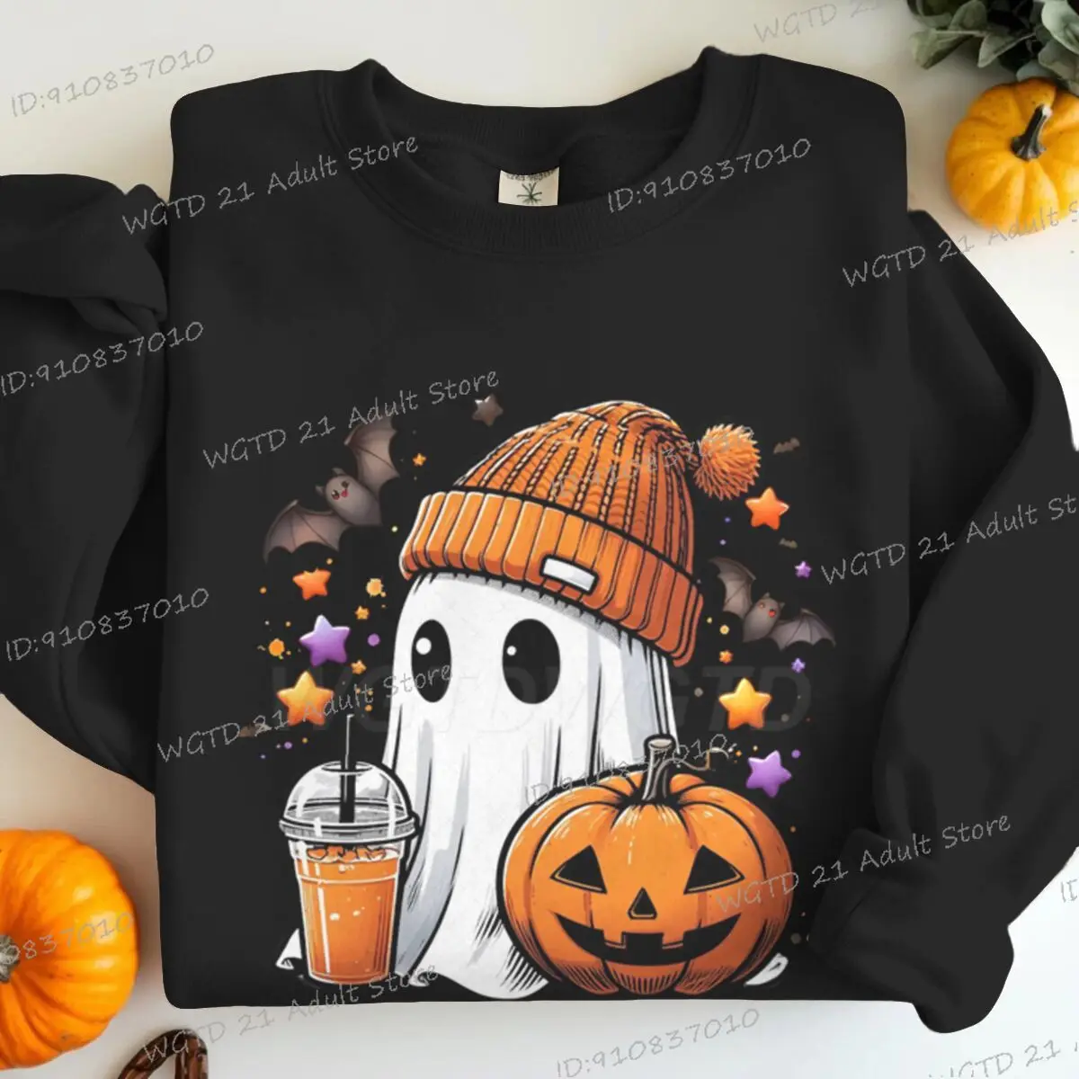 Fashionable Halloween Boo and Pumpkin Print Women Sweatshirts Loose Classic Style Long Sleeve Streetwear Spooky Pullover Tops