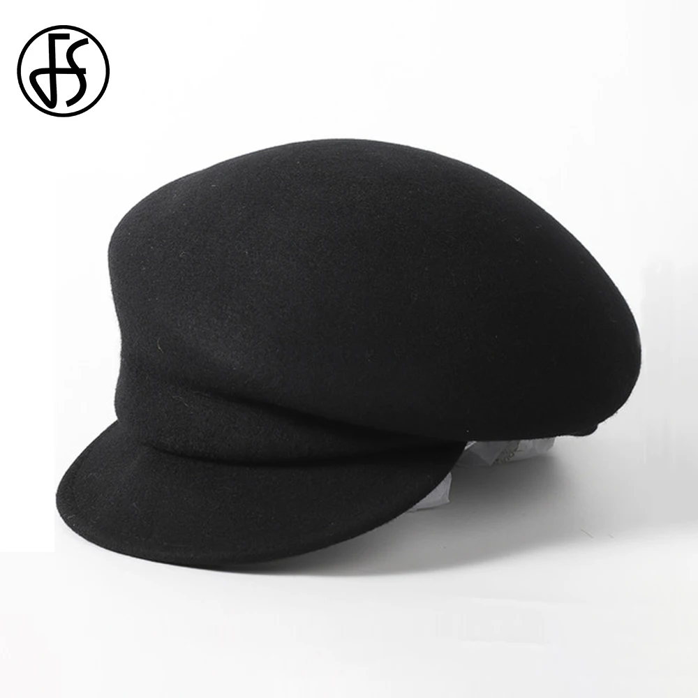 FS Peaked Cap Female White Wool Fedoras Winter Hats For Women Outdoor Millinery Fashion Riding Travel Camel Baseball Caps Ladies