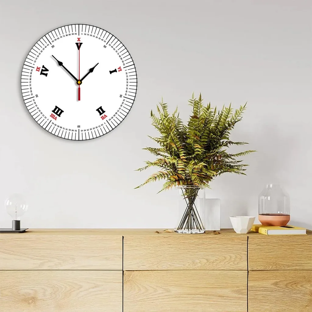 Metric Decimal Time Wall Clock Easy to Read Wall Mounted Clock With Silent for Home Decor