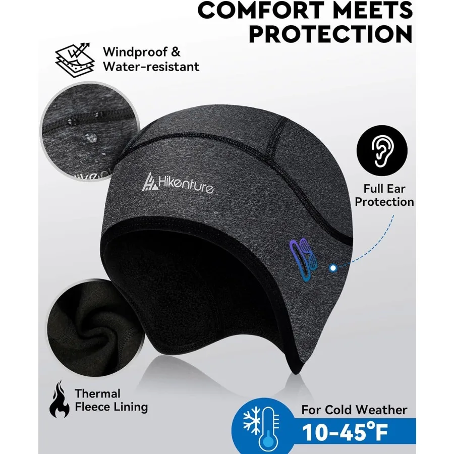 Skull Cap Helmet Liner with Glasses Holes Winter Thermal Cycling Cap for Men and Women Cycling Hat Beanie