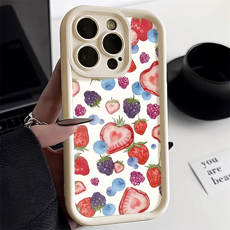 Erdbeere bemalte Hülle für iPhone 11, iPhone 15 14 12 13 Pro Max X XR XS Max 7 8 14 Plus SE 2020 2022, weiche Silikonhülle