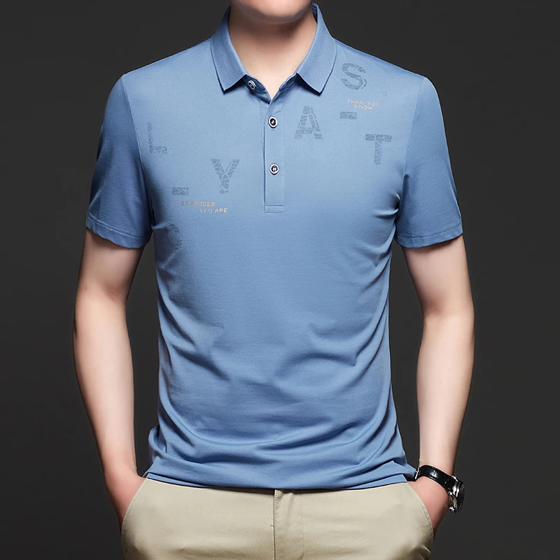 

2022 Cotton Summer Golf Men's Polo Shirts High Quality Short Sleeve Business Casual Male T-shirts Letter Printed Man Tees 3XL