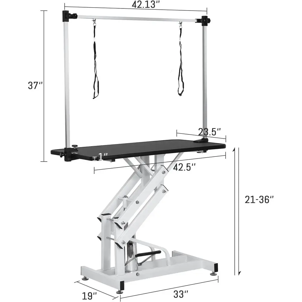 Hydraulic Pet Grooming Table with Adjustable Arm Heavy Duty Z Lit Structure Max Load 330lbs Proional Dog Grooming Table