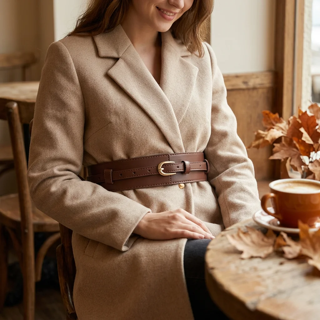 Waistband Adjustable Wide Belt for Daily Commute Women PU Leather Fashion Waist Strap Metal Buckle for Dress Coat Durable