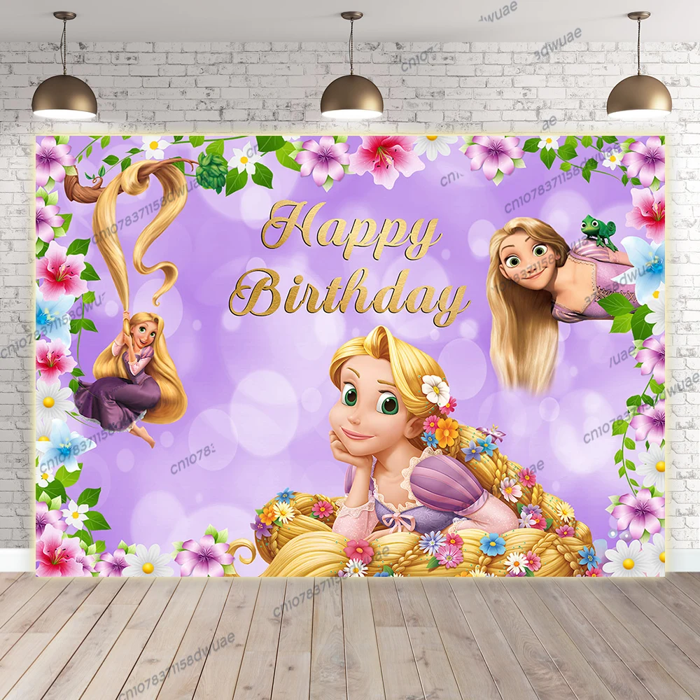 

Tangled Rapunzel Baby Shower Photography Backdrop Birthday Party Photo Background Friends Gathering Photo Backdrop