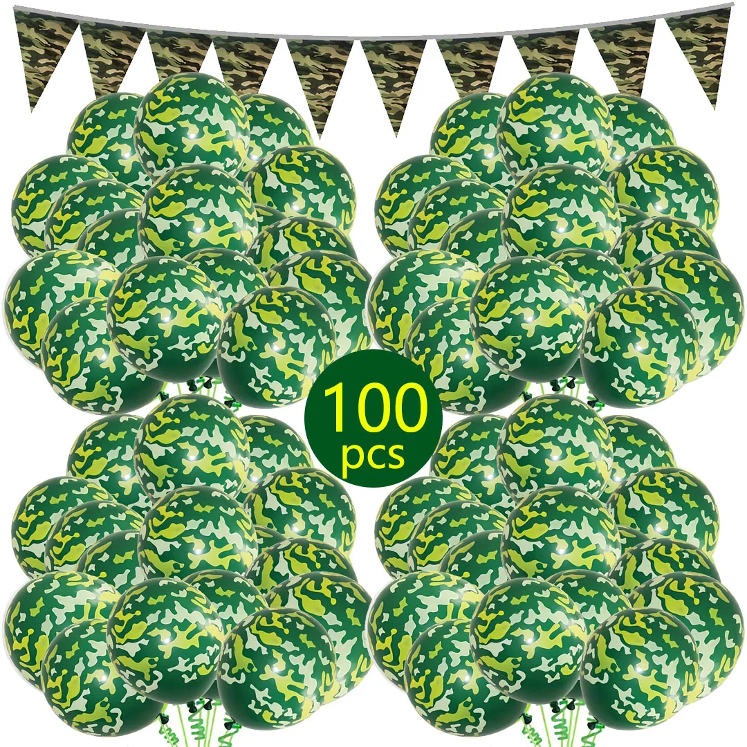 20-100pcs Latex Balloon Camo Balloons Army Party Decor Military Going Away Party,Retirement, Camping Themed Birthday Party