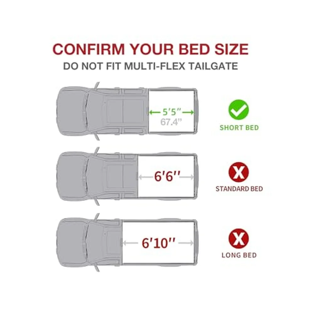 Compatible with 2015 2024 F150 with 5.5' Soft Quad Fold Tonneau Cover Four Truck Bed Covers 5.5FT (67.1