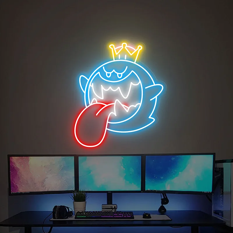 Boo Beer Anime Cartoon Shape Neon Sign Custom for Kawaii Room Wall Decor Bar Store Neon Decoration Led Light Personalized Gifts