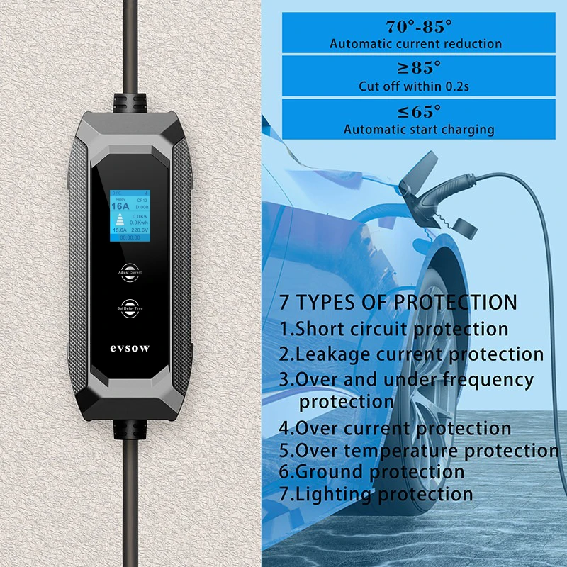 3,5 кВт Type2 EV Зарядное устройство Type1 GBT Портативное зарядное устройство для электромобиля 16A 1P Регулируемый ток и комплект времени зарядки для Tesla для автомобиля BYD