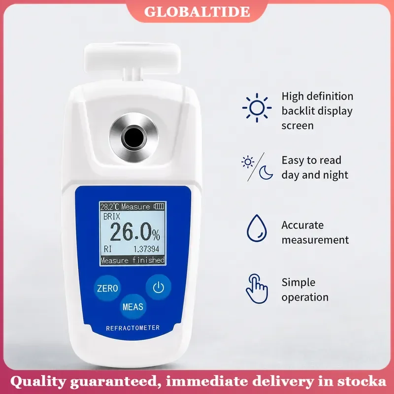Digital Fruit Sweetness Tester Sugar Analyzer Waterproof Refractometer with Display for Brix Measurement Portable Handheld