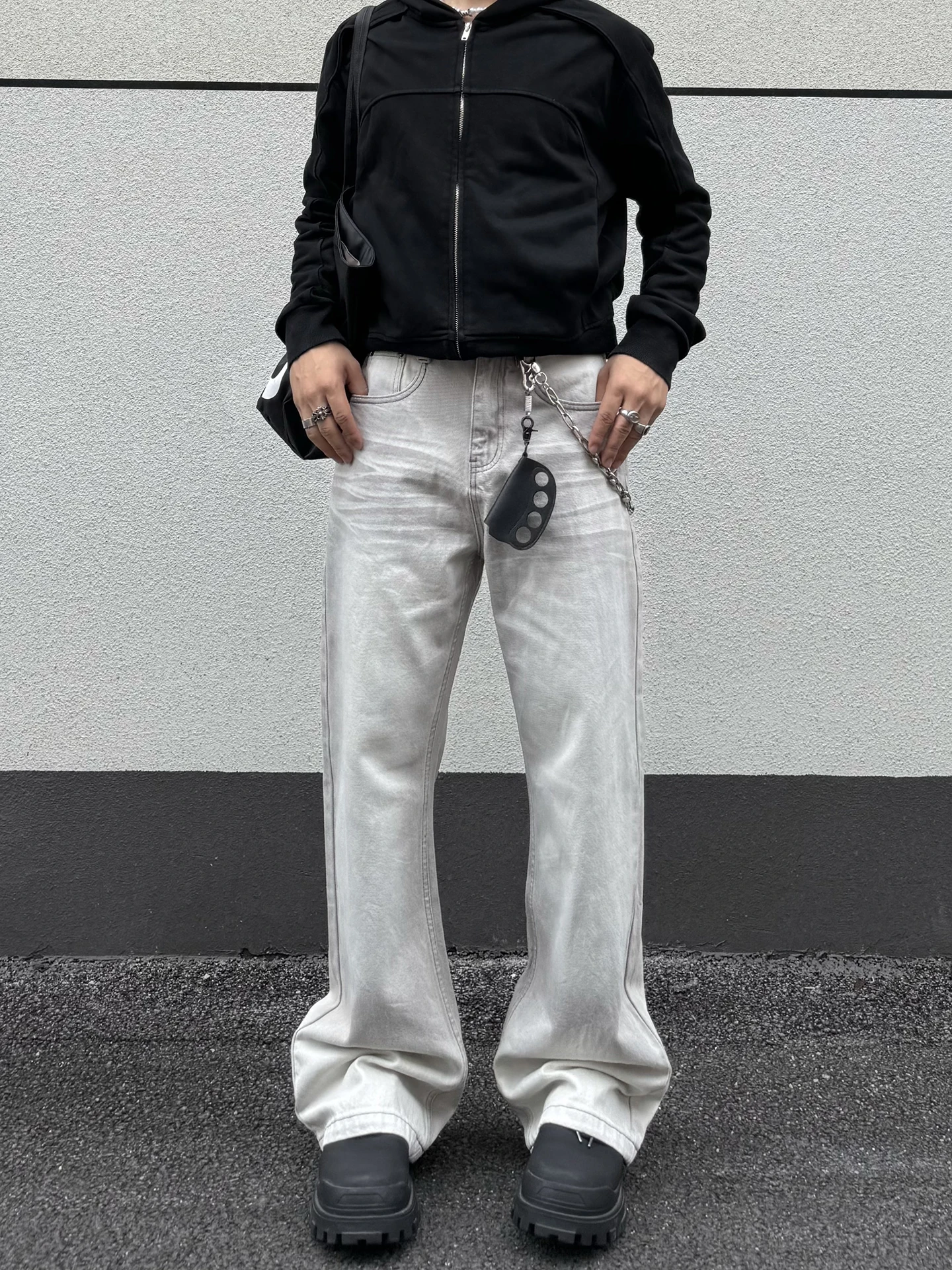 

Cleanfit американские ретро глаза белые свободные прямые джинсы для мужчин женщин утягивающие колокольчики хлопковые джинсовые молодежные 2)