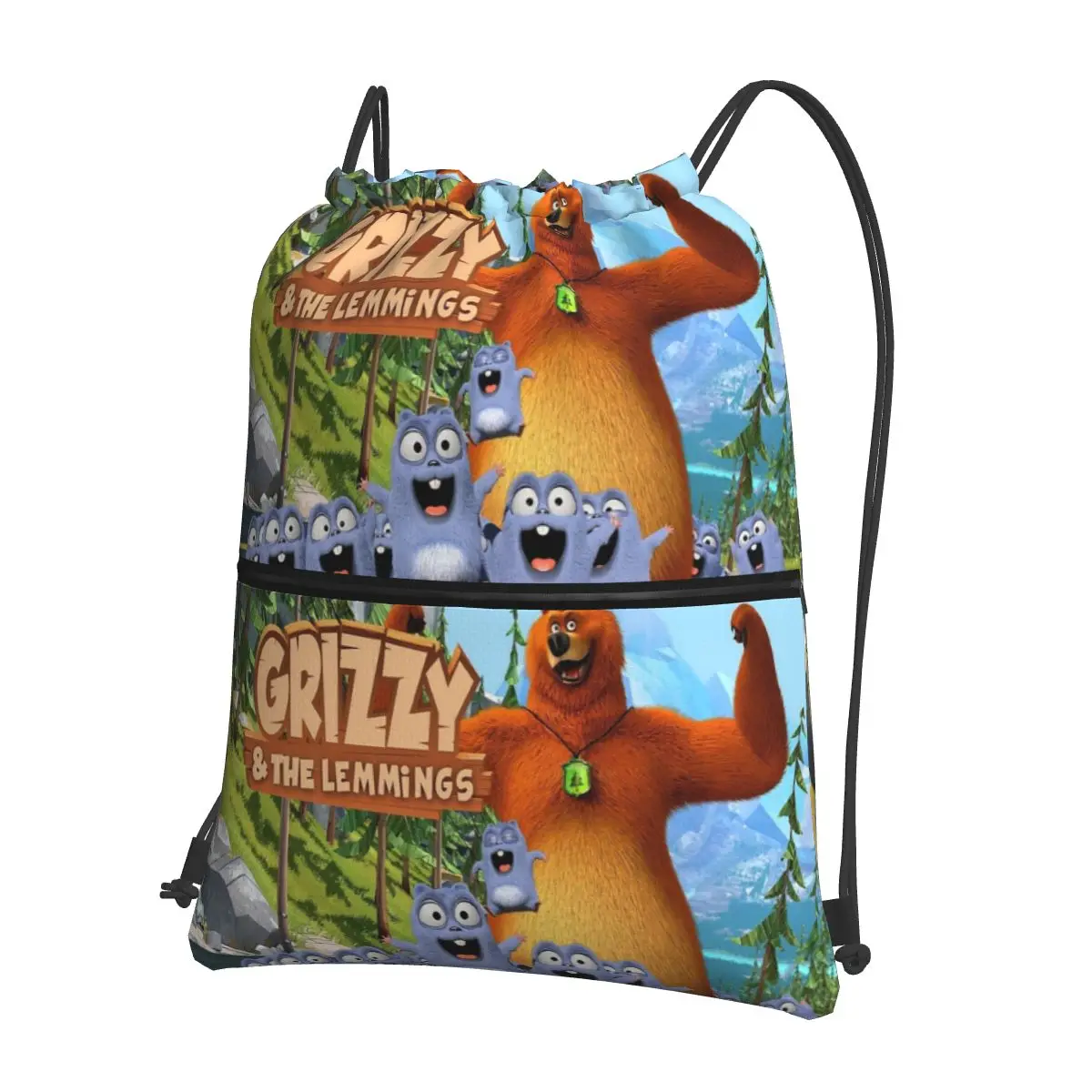 Grizzy Et Les Lemmings Backpacks Fashion Drawstring Bags Sports Bag Book Bags for Travel School