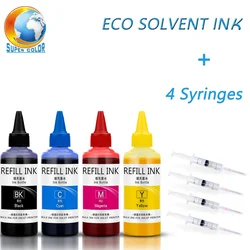 100ML x 4pc Eco Solvent Ink for Epson for Roland for Mimaki or DX4 DX5 DX6 DX7 Printhead Printer Water Based Refill Ink Kit