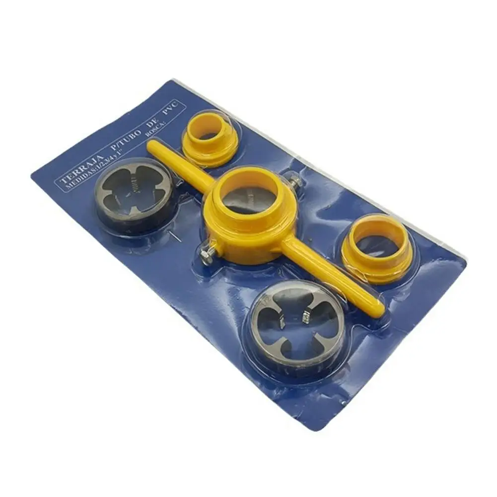 6PCS Set Plastic Pipe Thread Die Kit PVC/NPT Thread Pipe Water Maker Tools 1" Tap Thread 1/2" Die Wrench 3/4" Plumbing U7Q3