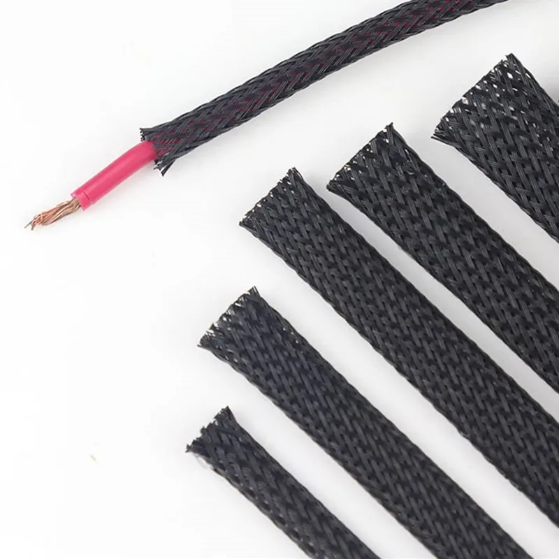 1/3/5m 6-50mm Cable Sleeve Black Insulated Braided Sleeve Auto Wire Harnessing High Density Sheathing 4/6/8/10/12MM