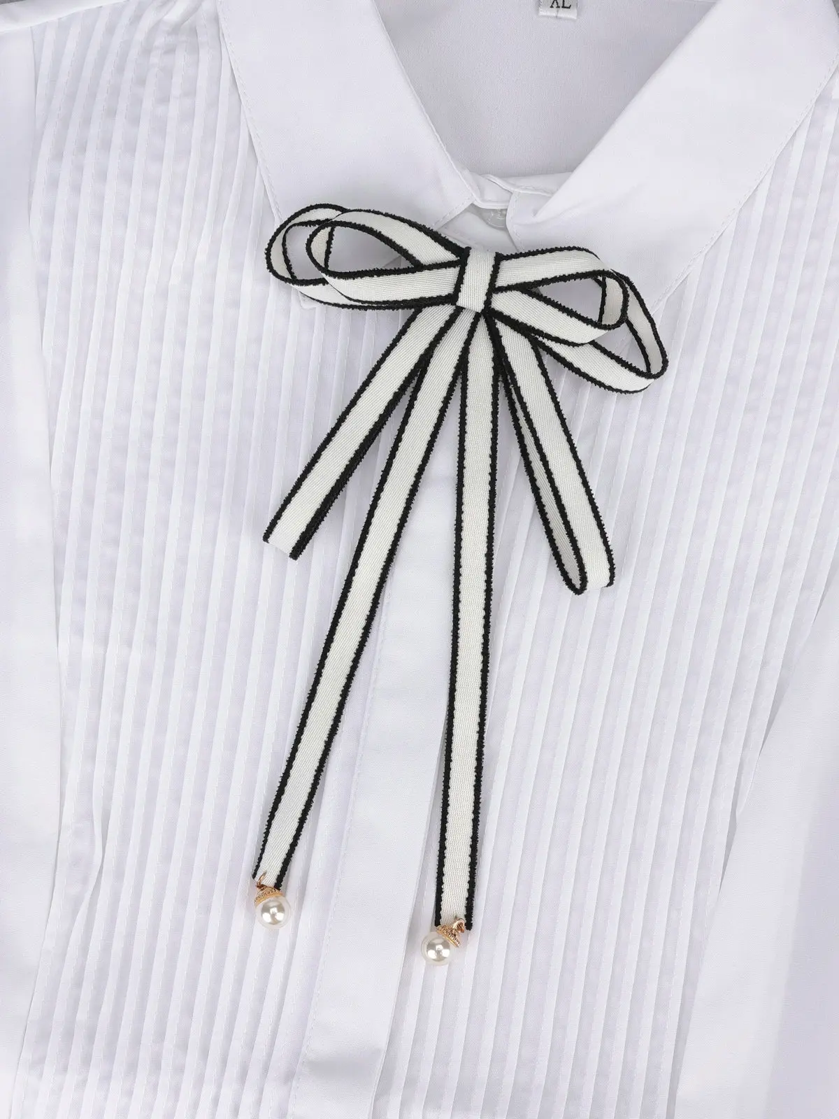 Women Vintage Elegant Men Boys Neck Tie Brooch Imitation Pearl Jewelry Ribbon Bow Tie Corsage Shirts Collar Clothes Accessorries